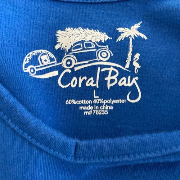 Coral Bay Holiday Royal Blue Top with Pink Flamingos Large - Picture 6 of 6